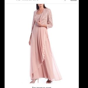 Lace Jacket and Embellished Waist Ruffled Chiffon